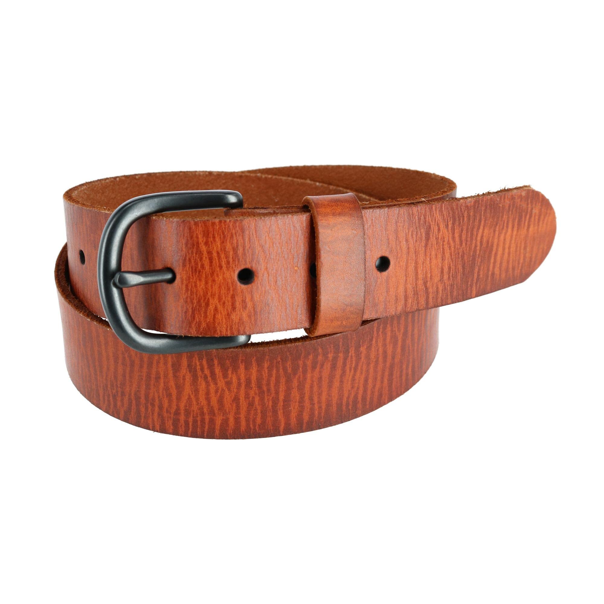 Wrangler Men's Distressed Vegetable-Tanned Leather Belt - Durable & Stylish for Casual, Work & Outdoor Wear