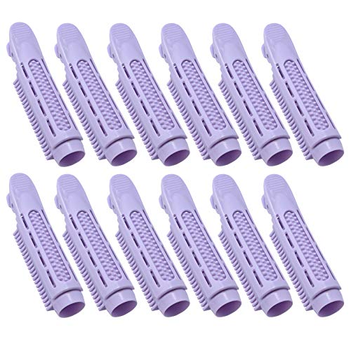 12 PCS Volumizing Hair Root Clips - Self Grip Fluffy Hair Root Clips for Short & Long Hair, Natural Hair Curlers Rollers for DIY Styling, Easy to Carry (Purple) - Perfect for Travel, Home & Salon Use