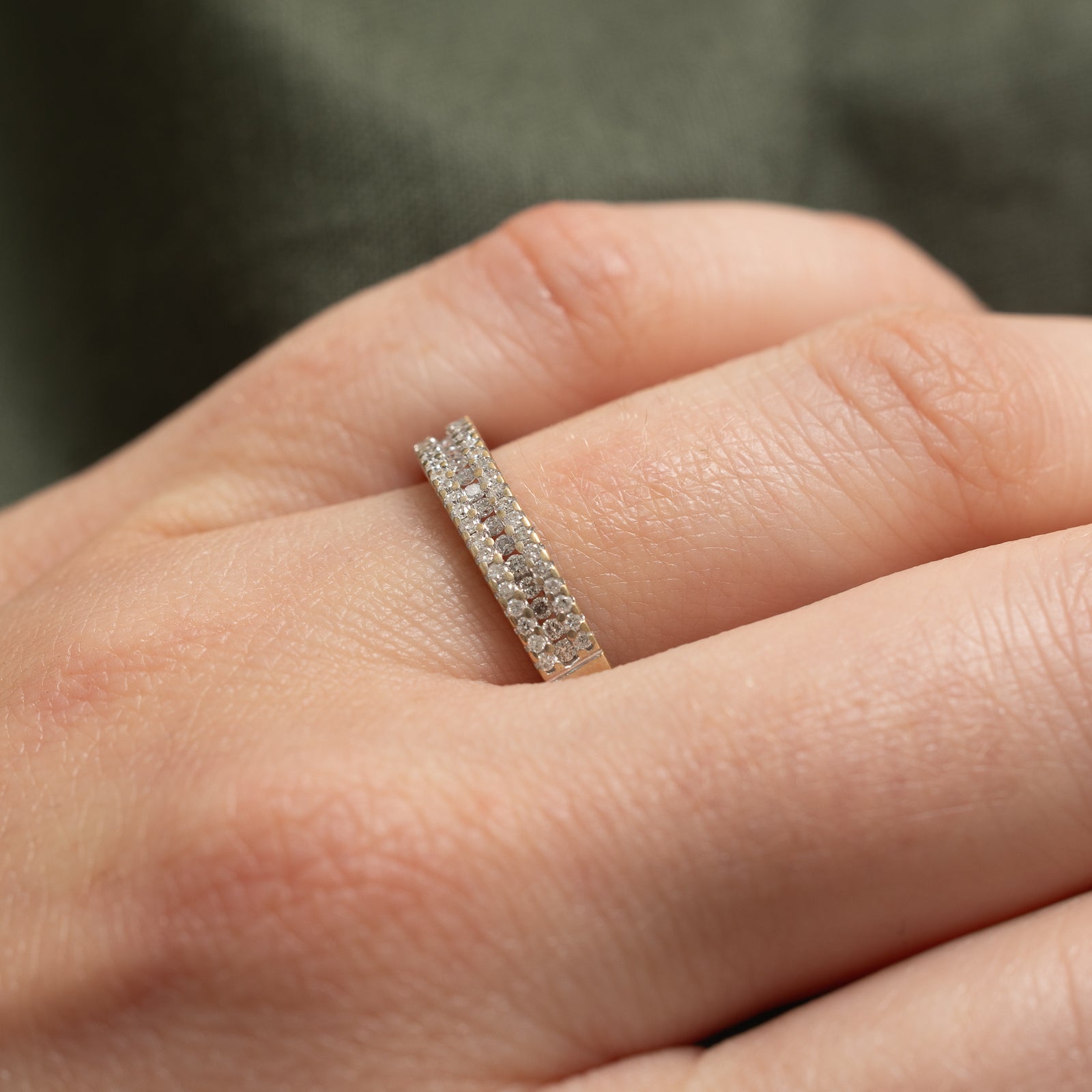 Semi Eternity Multi Row Diamond Wedding Band Ring | 0.23ctw | Size 7.5 | Perfect for Anniversary, Engagement & Bridal Jewelry Gifts