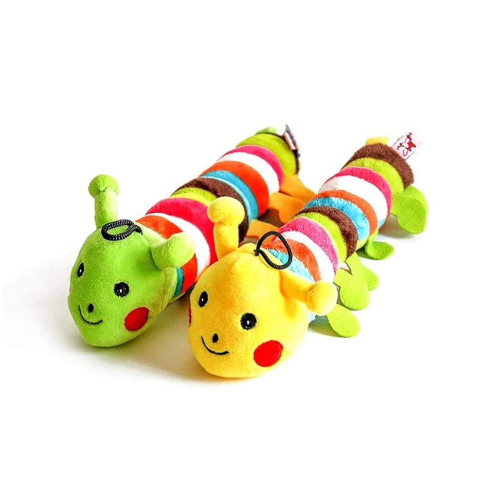 POPETPOP Puppy Teething Toy - Plush Chew Toy for Puppies & Cats - Squeaky Caterpillar for Playtime