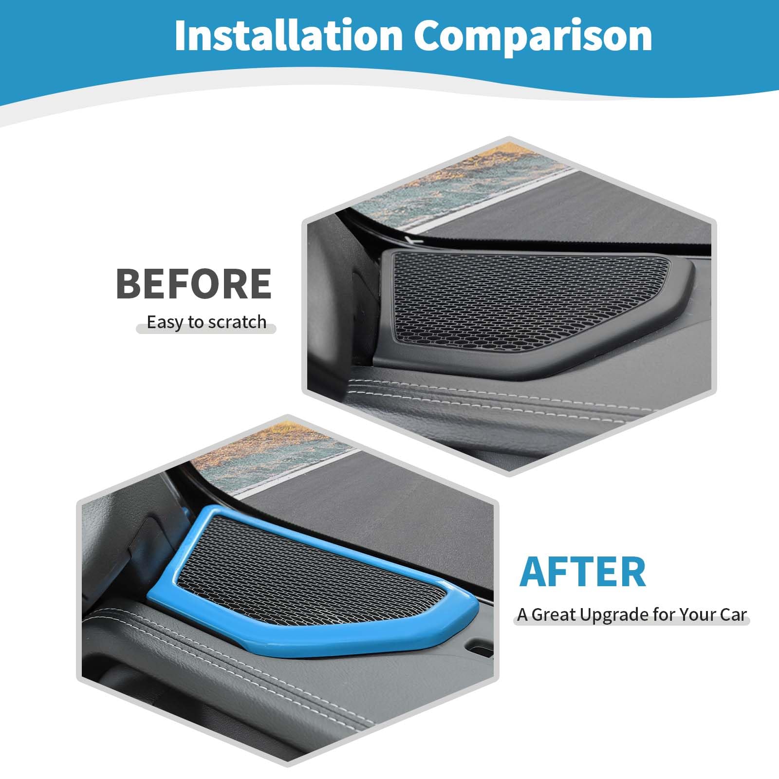 RT-TCZ A Pillar Speaker Trim Cover for Jeep Wrangler JL JLU & Gladiator JT (2018-2024) - Baby Blue Interior Accessories (2pcs) - Upgrade Your Jeep's Audio System & Interior Style