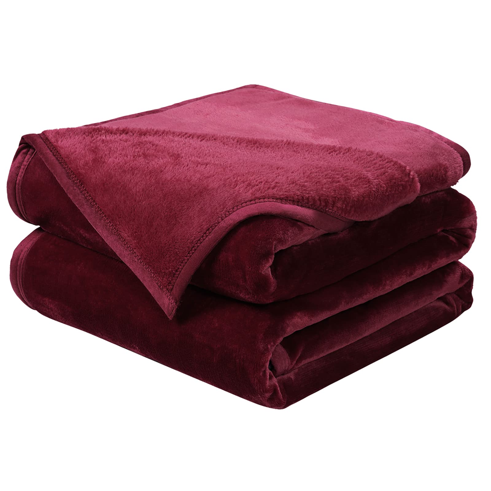 EASEALND Soft King Size Blanket - All Season Winter Warm Microplush Lightweight Thermal Fleece Blanket for Couch, Bed & Sofa - 90x108 Inches, Burgundy - Perfect for Cozy Nights, Movie Time & Home Decor