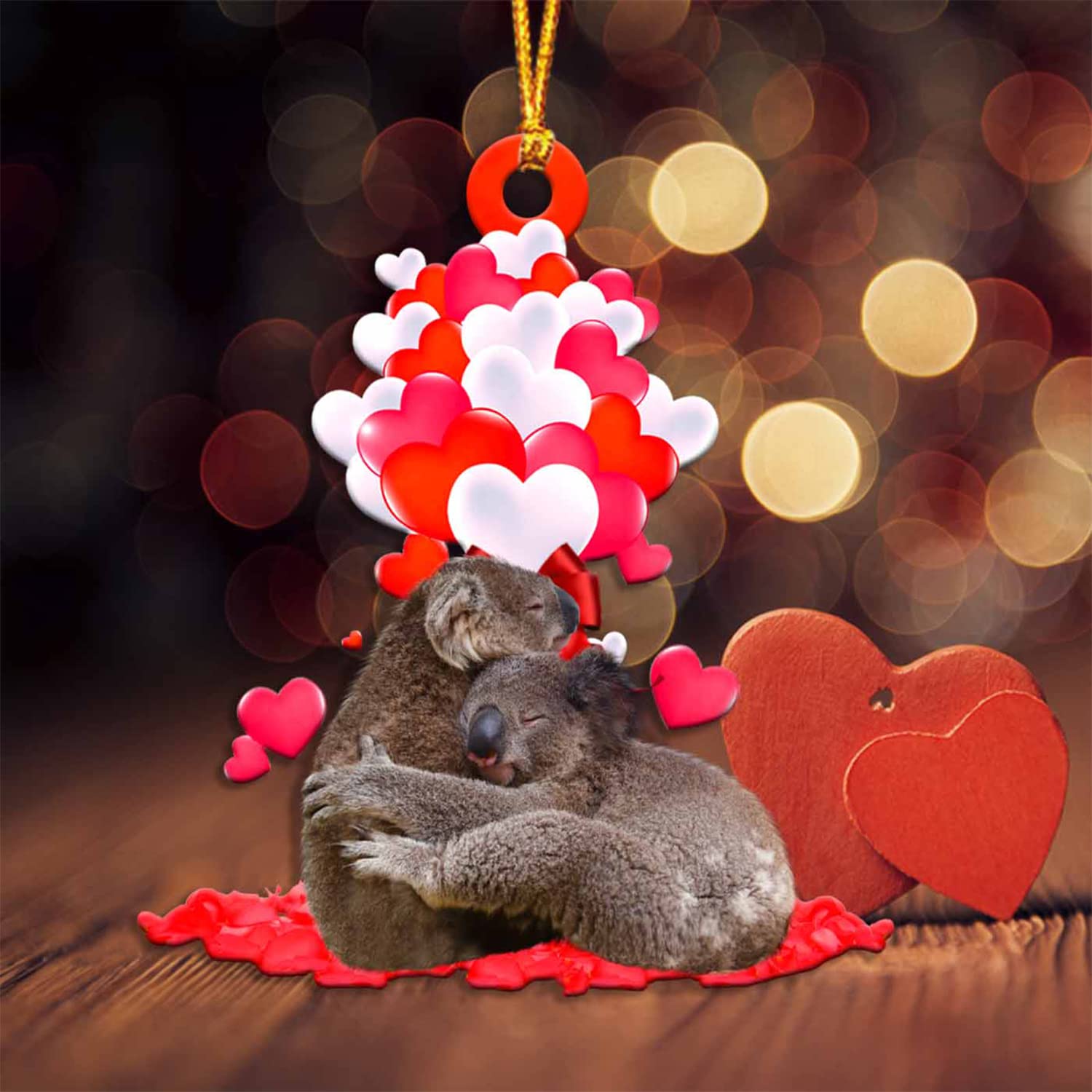 Koala Ornaments - Heart Balloon Christmas Tree Decorations Set of 10, Mica Plastic Hanging Ornaments for Holiday Gifts & Party Decor | Perfect for Christmas Trees, Gift Exchanges, and Festive Home Decor