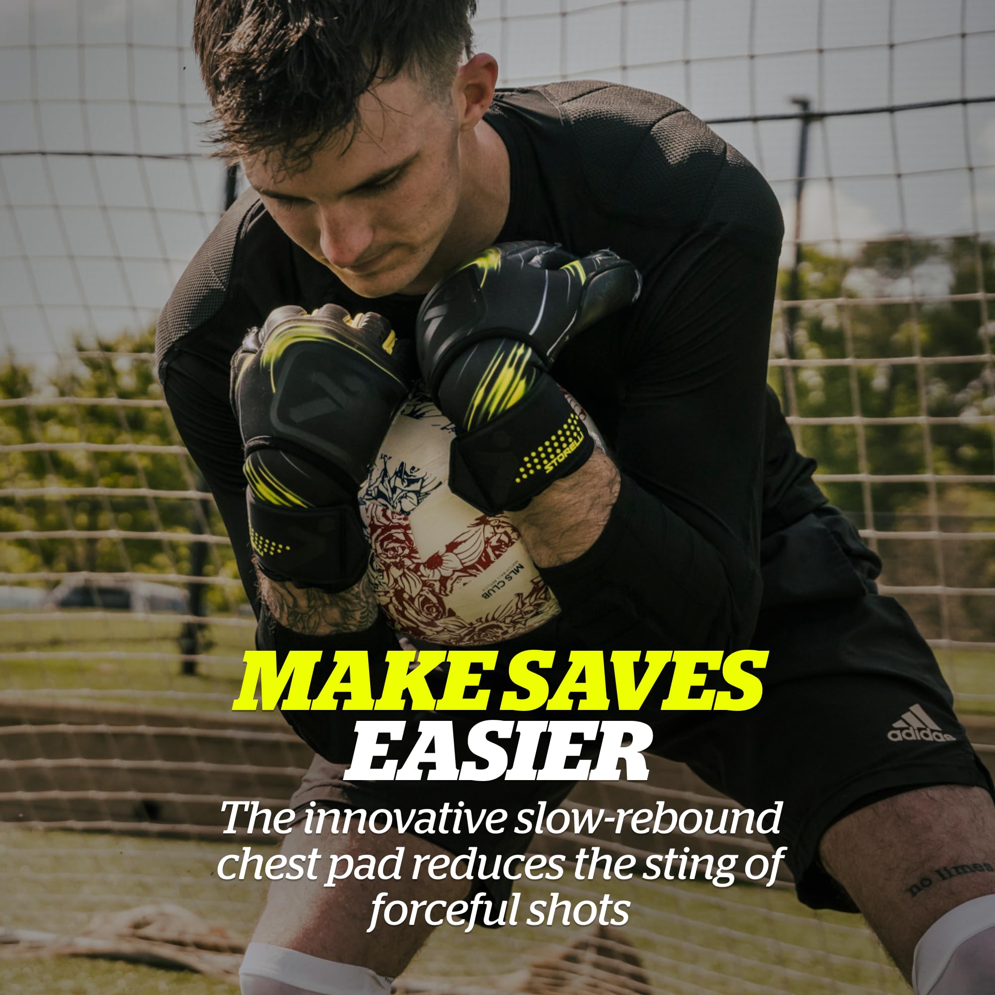 Storelli BodyShield Goalkeeper Undershirt - Men's Compression Shirt for Soccer & Sports - Lightweight Goalie Shirt with Turf Protection - Perfect for Training, Matches & Goalkeeper Safety
