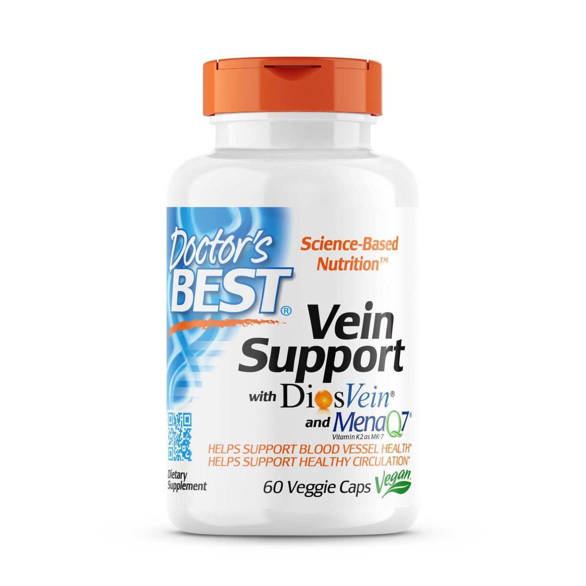 Doctor's Best Vein Support Supplement with DiosVein & MenaQ7 - 60 Vegetarian Capsules for Circulation & Leg Health - Supports Healthy Blood Flow for Active Lifestyles & Long Sitting Hours