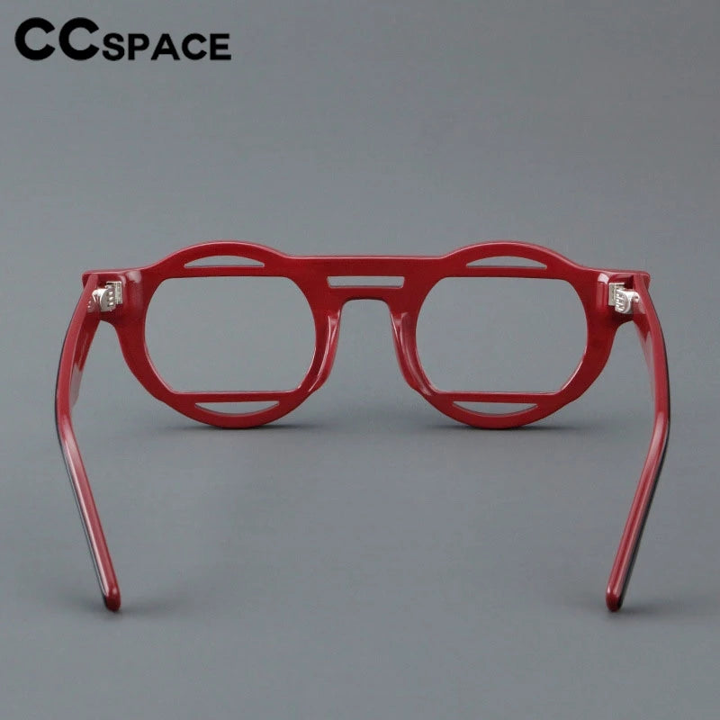 CCspace Unisex Full Rim Round Acetate Double Bridge Eyeglasses 301737 - Stylish Retro Glasses for Men & Women - Perfect for Reading, Work, and Fashion Accessories