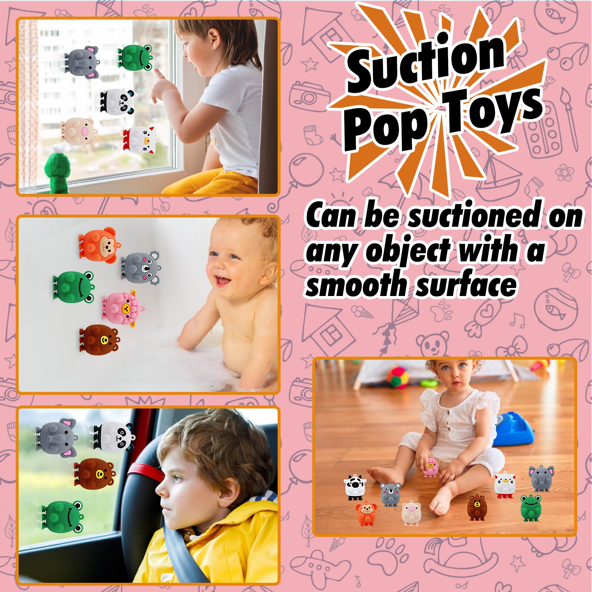 12 PCS 3D Animal Pop Toys - Bulk Party Favors for Kids, Goodie Bag Stuffers, Pinata Fillers, Carnival Prizes, Classroom Treasure Box Toys & Toddler Suction Toys - Perfect for Birthday Parties, School Rewards & Sensory Play