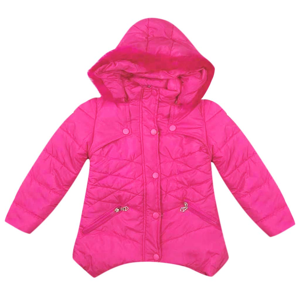 KONF Warm Winter Down Jacket for Baby Girls & Toddlers - Fur Hooded Snowsuit Coat with Thick Outerwear | Perfect for Cold Weather, Snow Play & Outdoor Activities