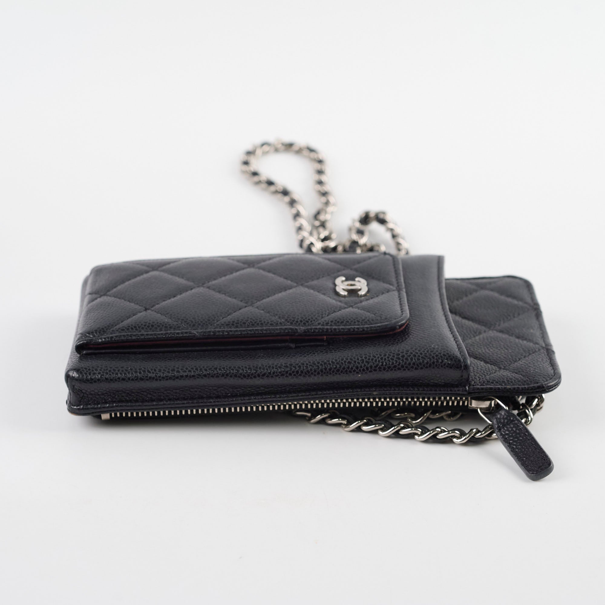 Chanel Phone Pouch Bag - Black Caviar Leather with Silver Hardware | Luxury Crossbody for iPhone | Perfect for Evening Out & Daily Use