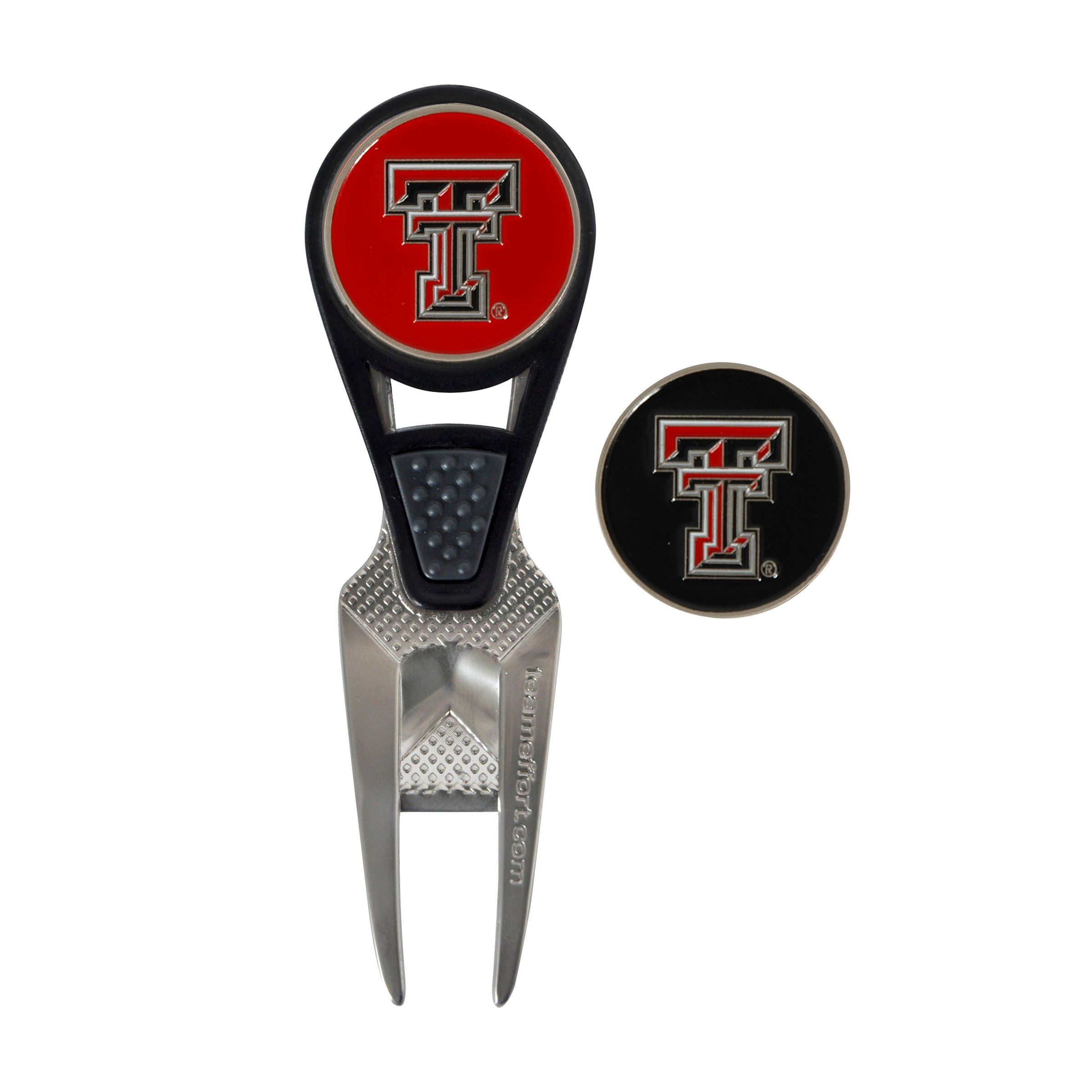Team Effort Collegiate CVX Ball Mark Repair Tool & 2 Ball Markers - Golf Course Accessories for Divot Repair and Green Maintenance