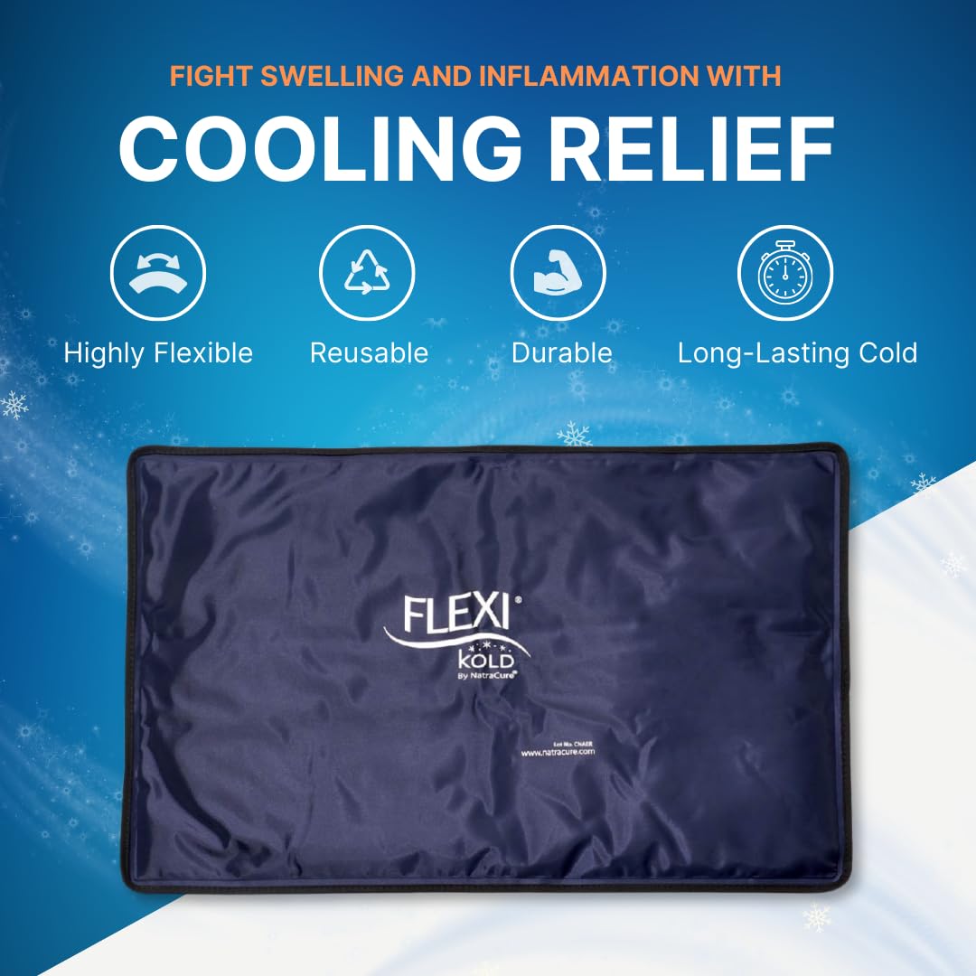 FlexiKold Extra Large Gel Ice Pack for Injuries - Reusable Cold Therapy Wrap for Shoulder, Hip & Back Pain Relief - Post Surgery Recovery, Sports Injuries & Muscle Soreness - 13” x 21.5” Oversized Cold Compress Pad for Home & Medical Use