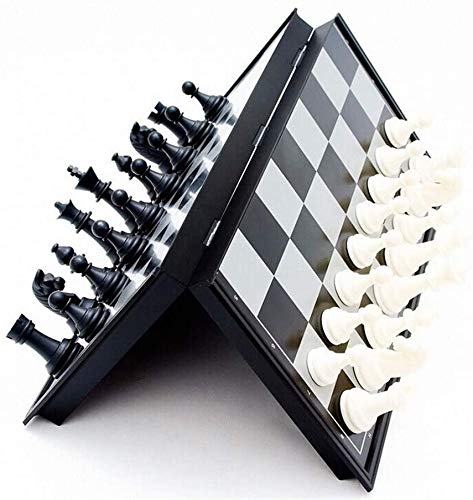 Premium Folding Magnetic Wooden Chess Set - 19.5x19.5cm Portable Board with Storage Slots & Handcrafted Pieces | Perfect for Travel, Office, and Family Game Nights