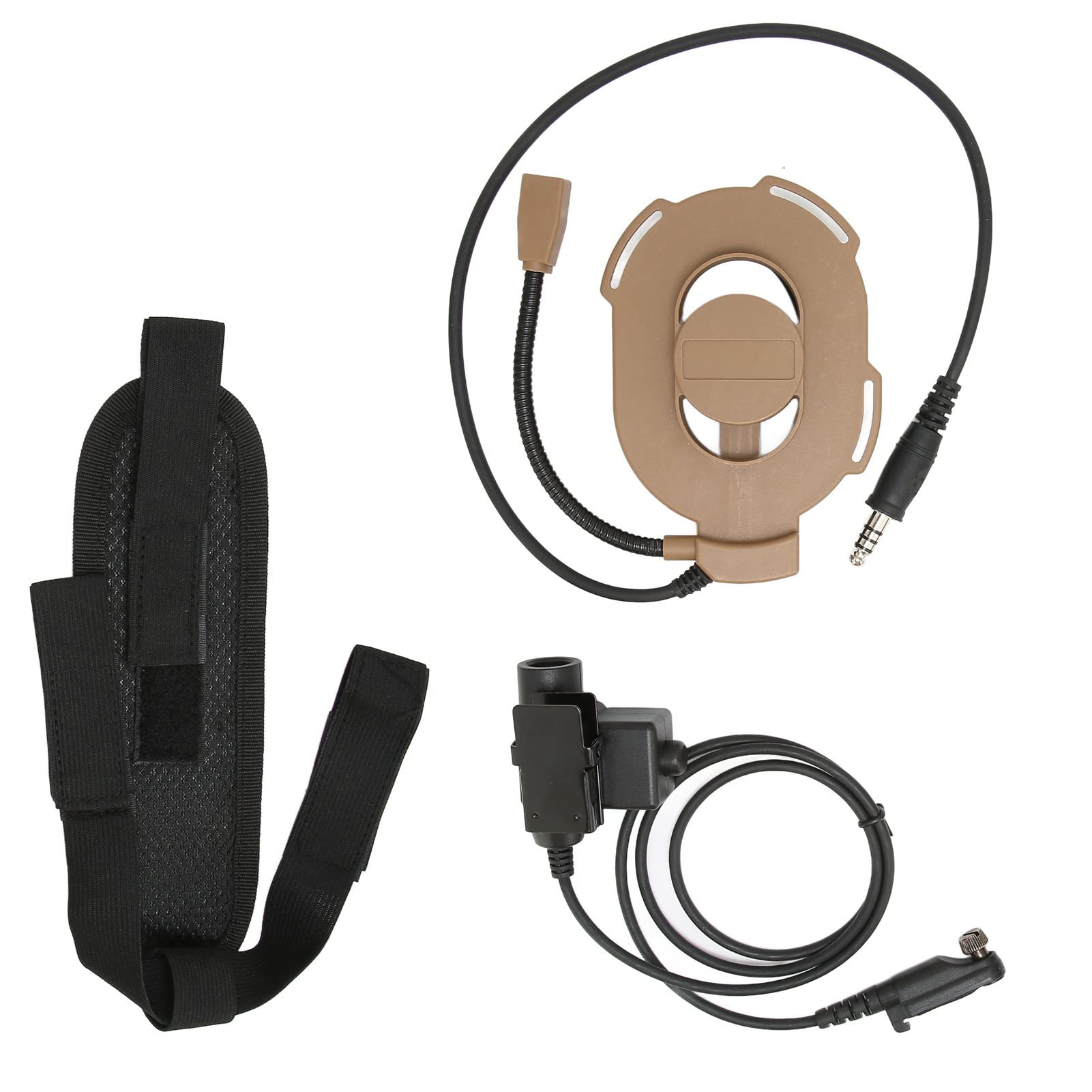 Shanbor Walkie Talkie Headset - Adjustable Military Single Ear Headset for Hytera PD600 PD602 (Brown) - Ideal for Security, Construction & Outdoor Adventures