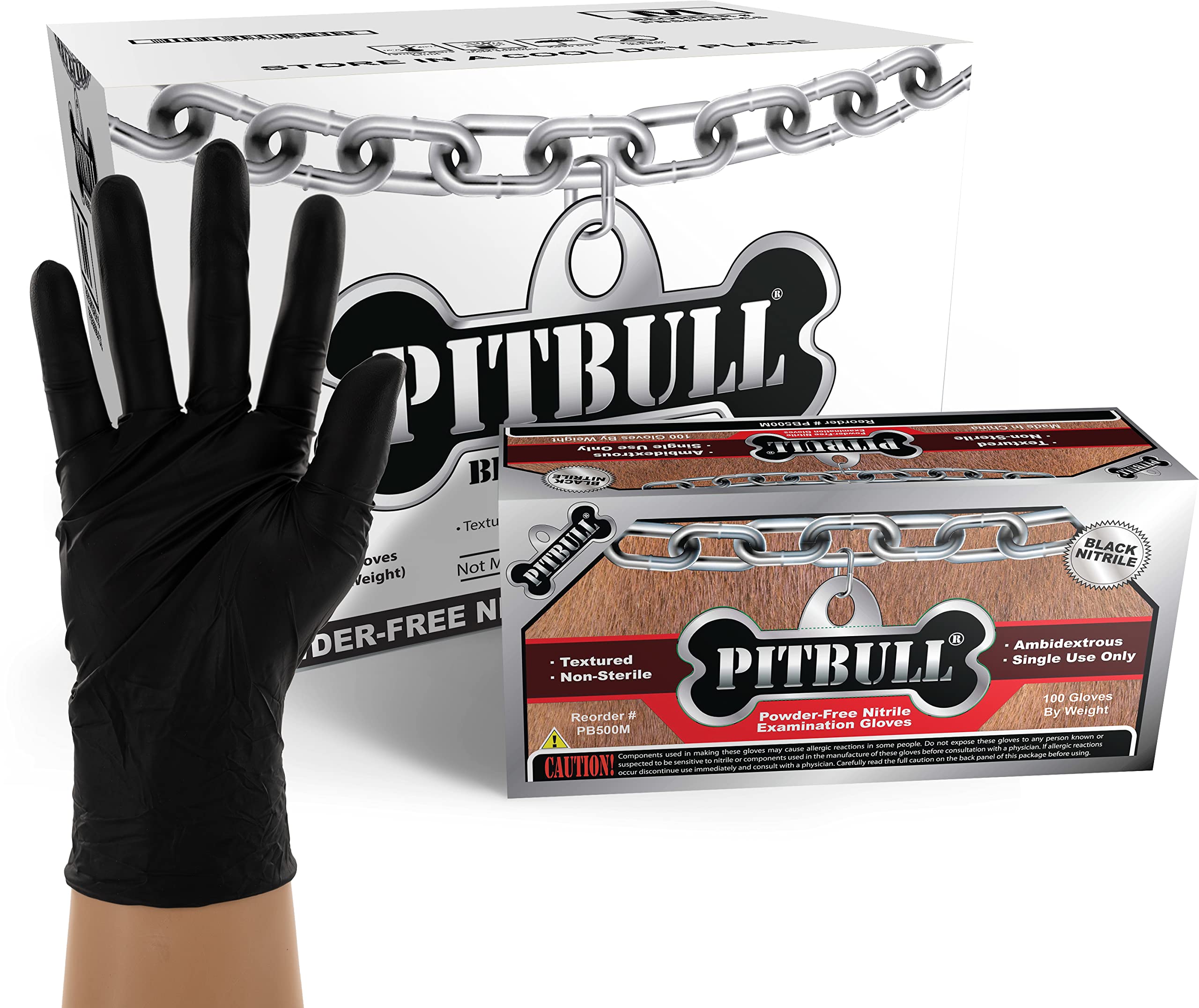 PITBULL Black Nitrile Exam Gloves - 6 Mil Disposable Gloves, Box of 1000 - Ideal for Medical, Dental, Tattoo & Food Service Use