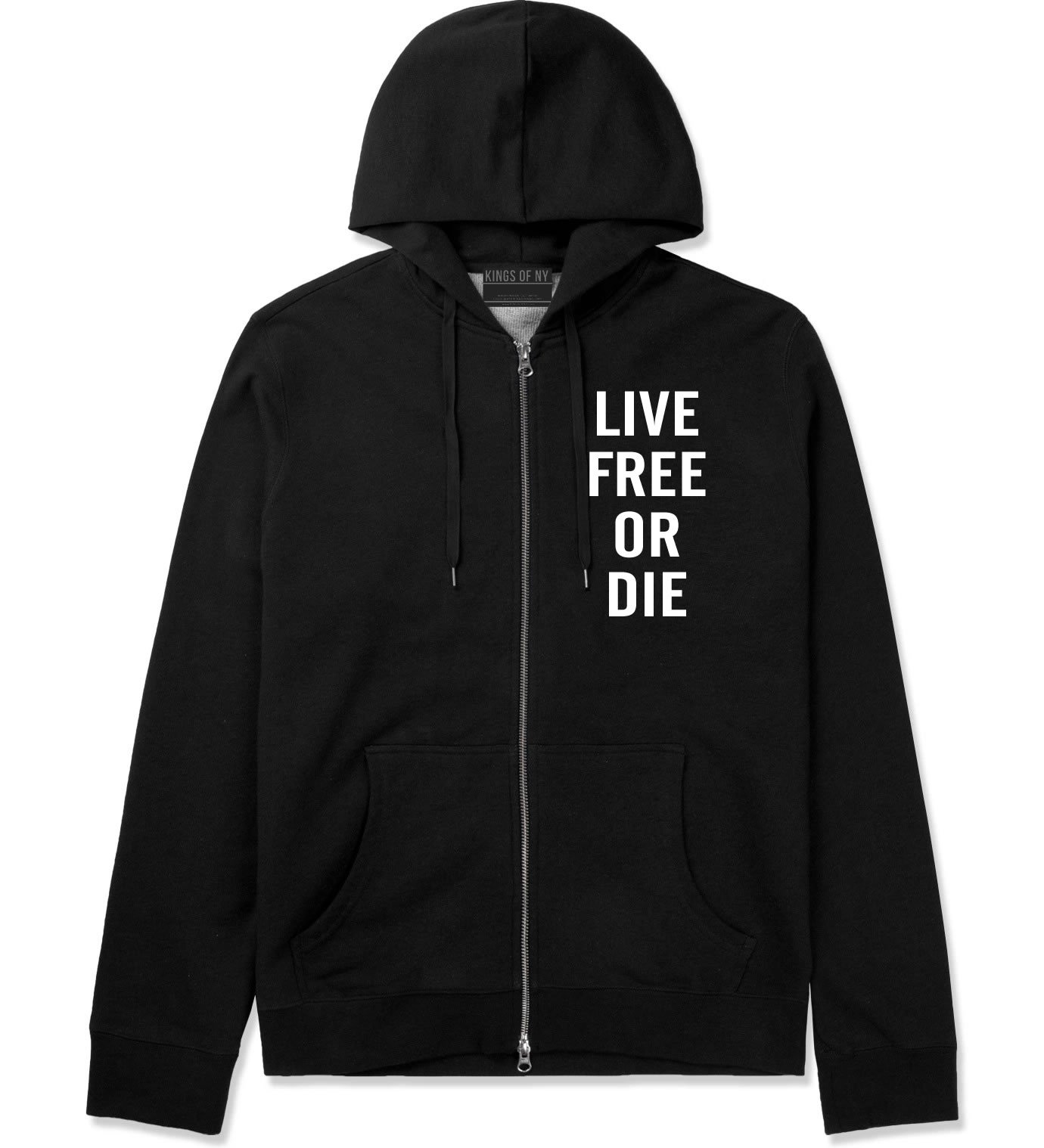 Kings Of NY Live Free Or Die Zip Up Hoodie for Men & Women - Stylish Streetwear Pullover with Front Pocket | Perfect for Casual Outfits, Gym Wear & Urban Fashion