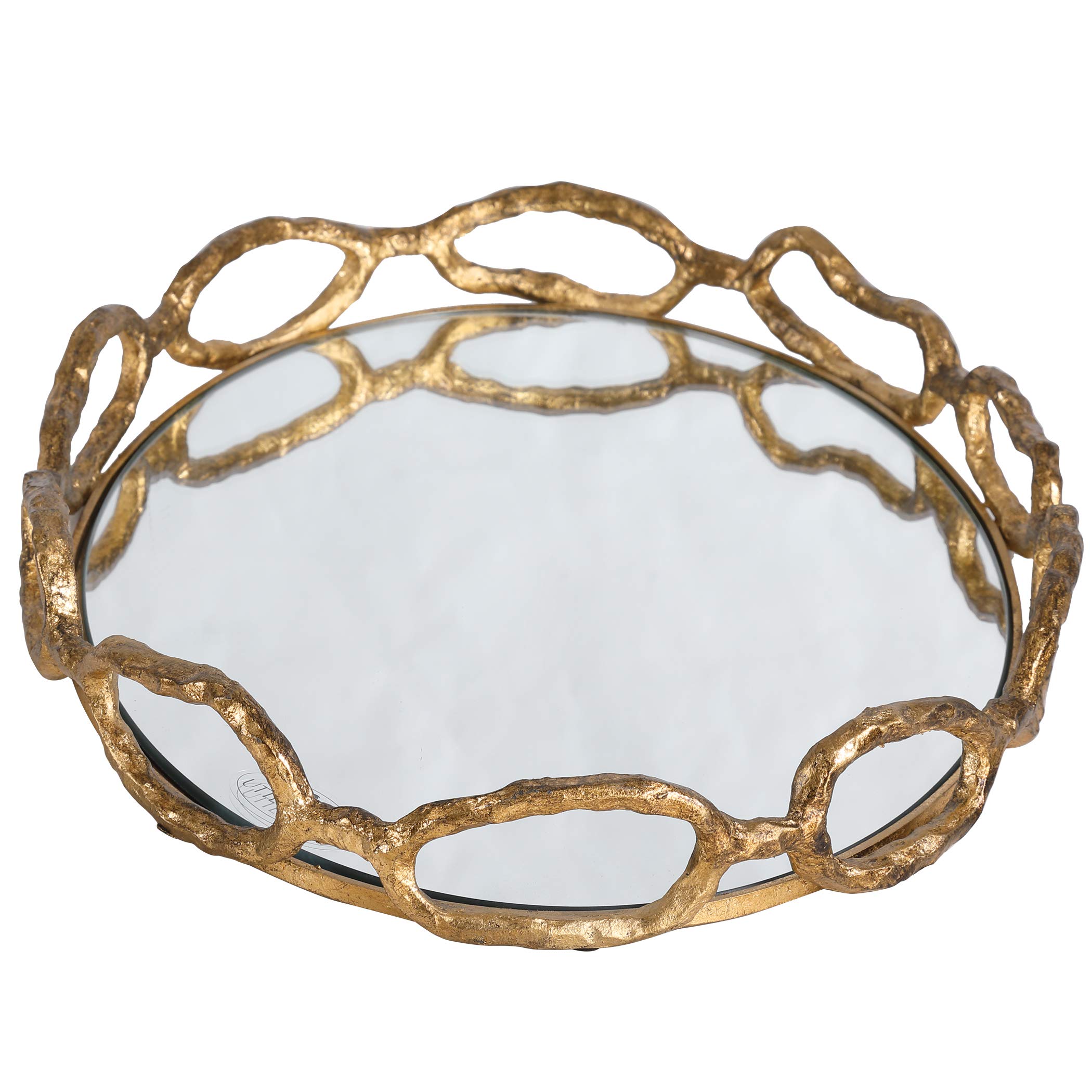 Mirrored Tray with Cable Chain - Elegant Home Decor for Jewelry & Essentials
