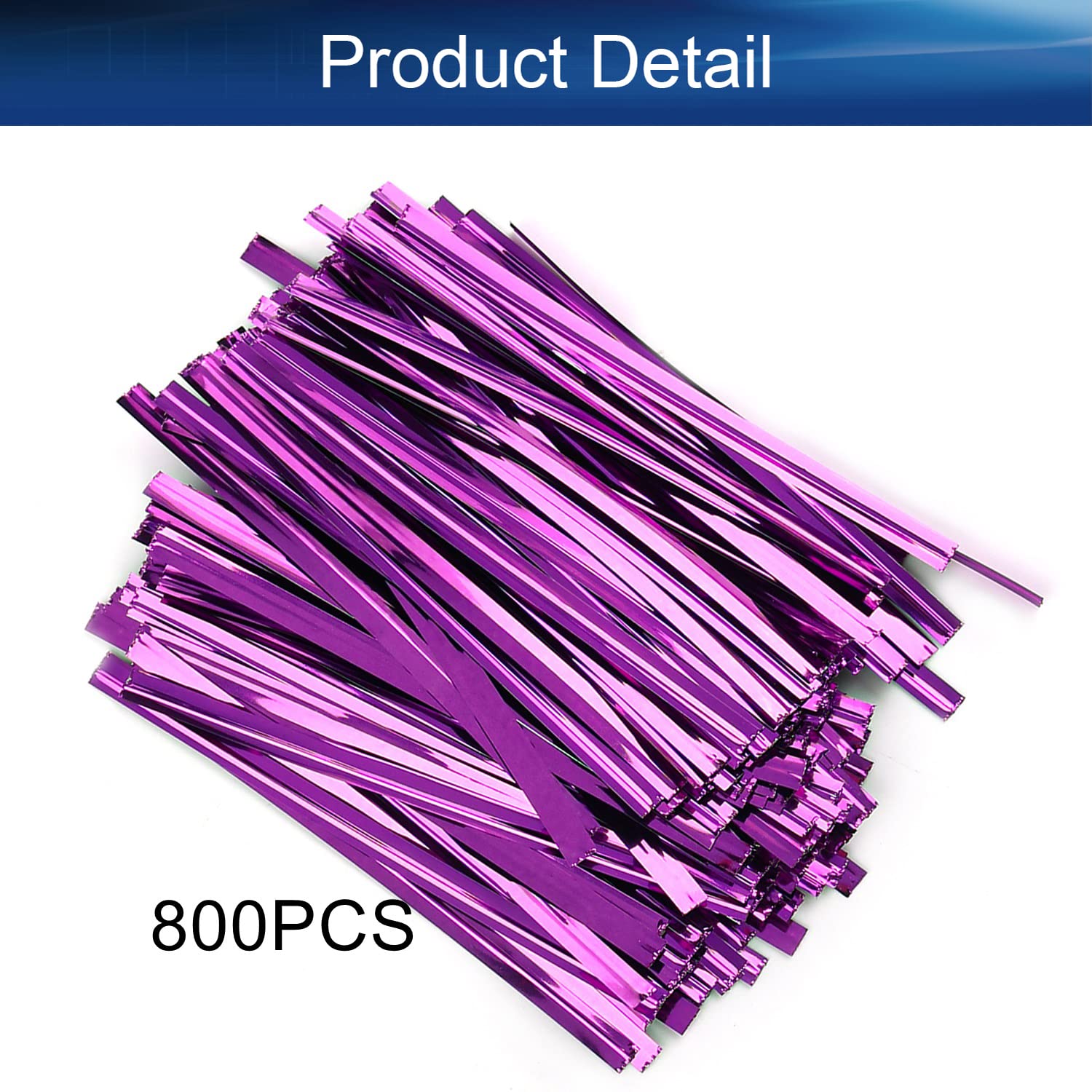 800Pcs 3 Inch Metallic Purple Bread Twist Ties for Candy Treat Bags, Party Gift Wrapping, Bakery Packaging - Bulk Food Storage & Organization Supplies