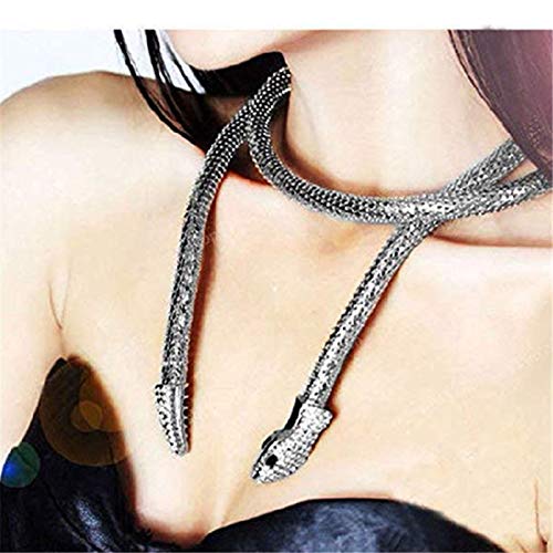 Snake Choker Necklace for Women - Silver & Gold Retro Jewelry for Halloween & Costume Parties