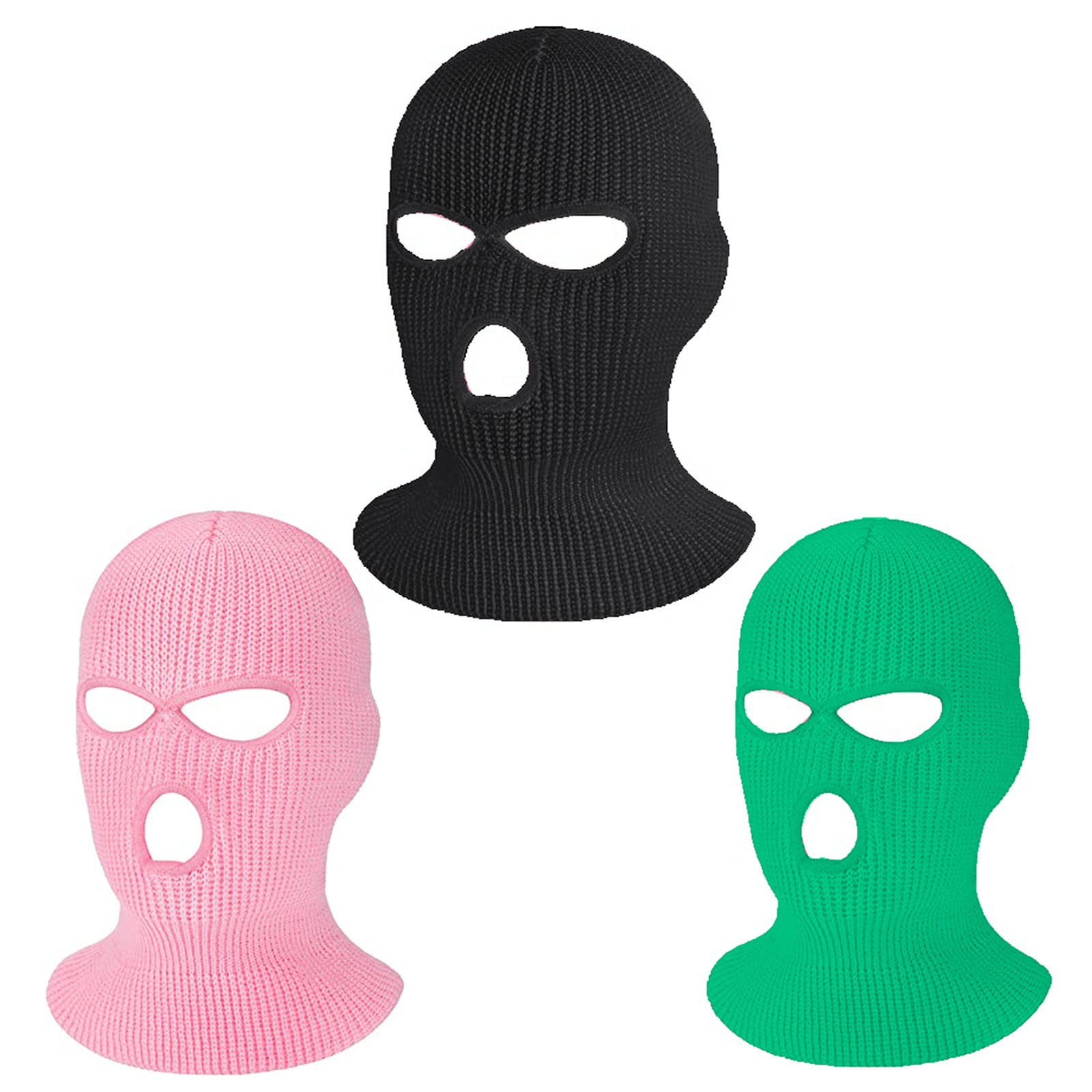 3 Hole Knitted Ski Mask - Warm Full Face Cover Balaclava for Winter Sports, Snowboarding, Skiing & Outdoor Activities - Breathable Neck Gaiter Beanie for Cold Weather Protection