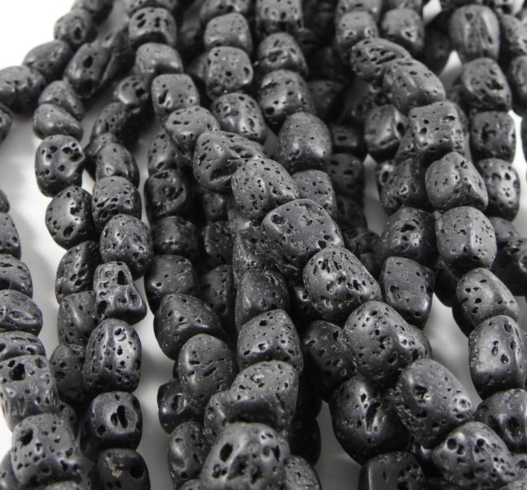 Black Lava Bead Strand - Natural Volcanic Stone Bracelet Making Kit for DIY Jewelry, Meditation & Spiritual Healing - Perfect for Yoga, Stress Relief & Gift Giving