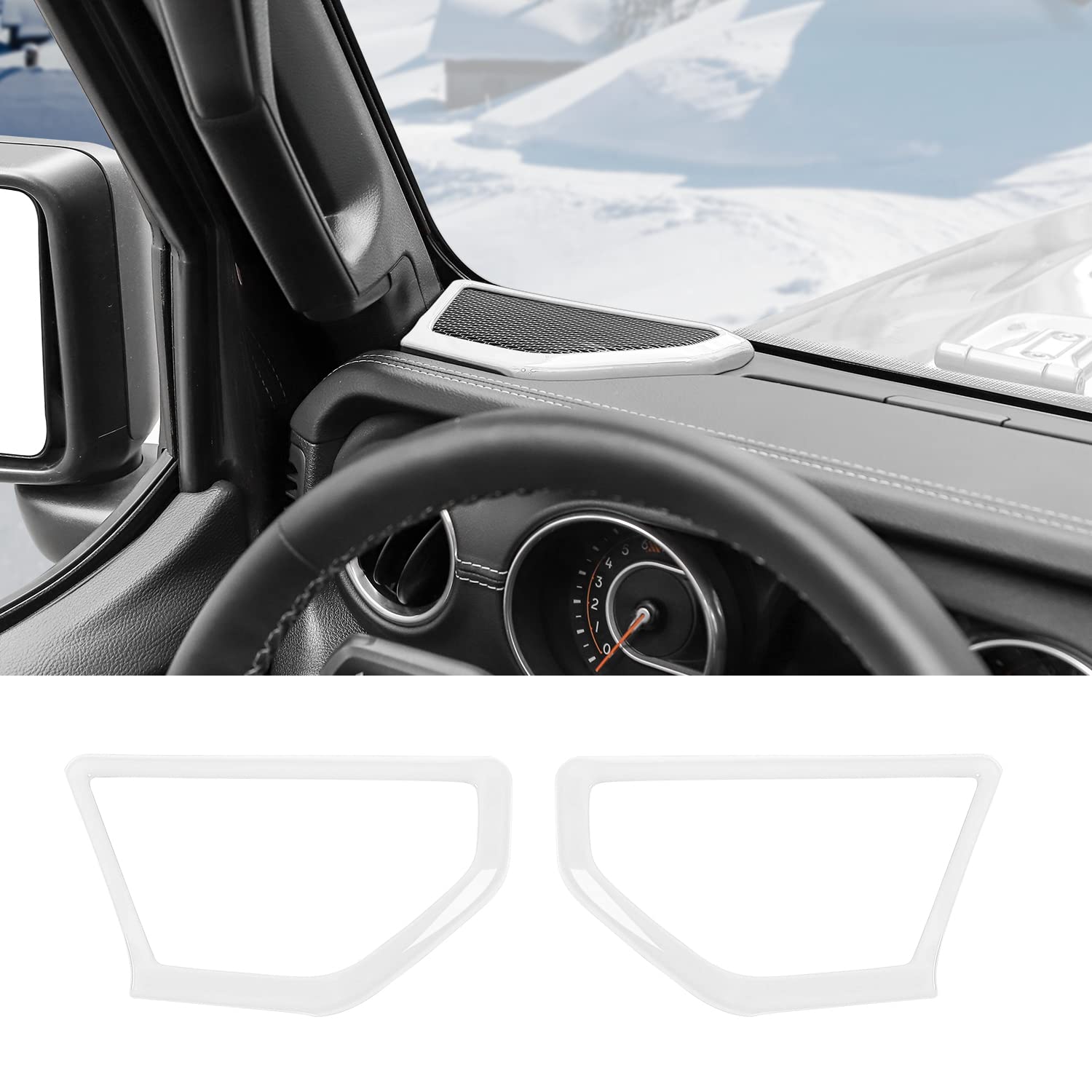 RT-TCZ A Pillar Speaker Trim Cover Ring - Interior Accessories for Jeep Wrangler JL JLU & Gladiator JT (2018-2022) - White - Enhance Your Car Audio & Interior Style for Off-Roading & Daily Driving