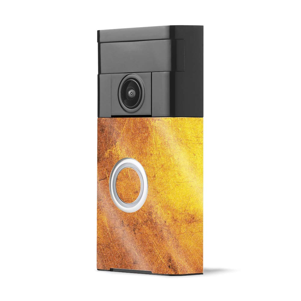 MightySkins Glossy Glitter Skin Cover for Ring Video Doorbell - Textured Gold | Protective & Durable High-Gloss Finish | Easy to Apply & Remove | Made in USA | Perfect for Home Security & Style Upgrade