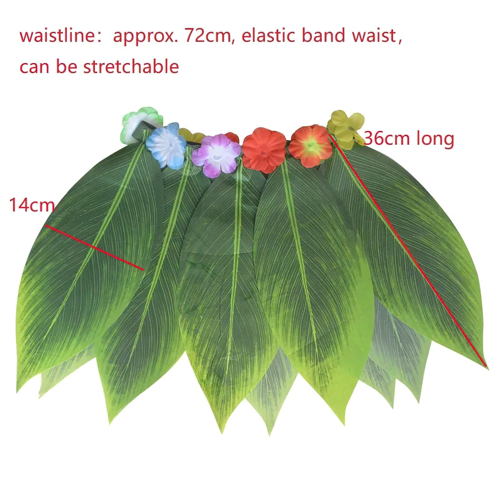 Hawaiian Green Leaf Hula Skirt - 15 Simulated Grass Leaves for Luau Party, Beach Vacation & Summer Decorations | Perfect for Hawaiian Theme Parties, Tropical Costumes & Dance Performances