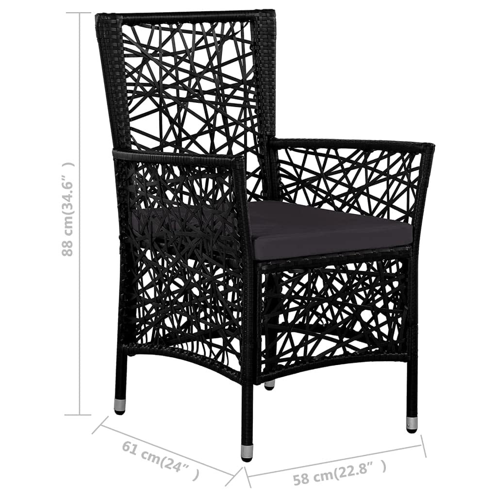 9-Piece Black Poly Rattan Outdoor Dining Set with Coffee Table & Cushioned Sectional Sofa - Patio Furniture Conversation Set for Garden, Backyard, and Poolside Relaxation