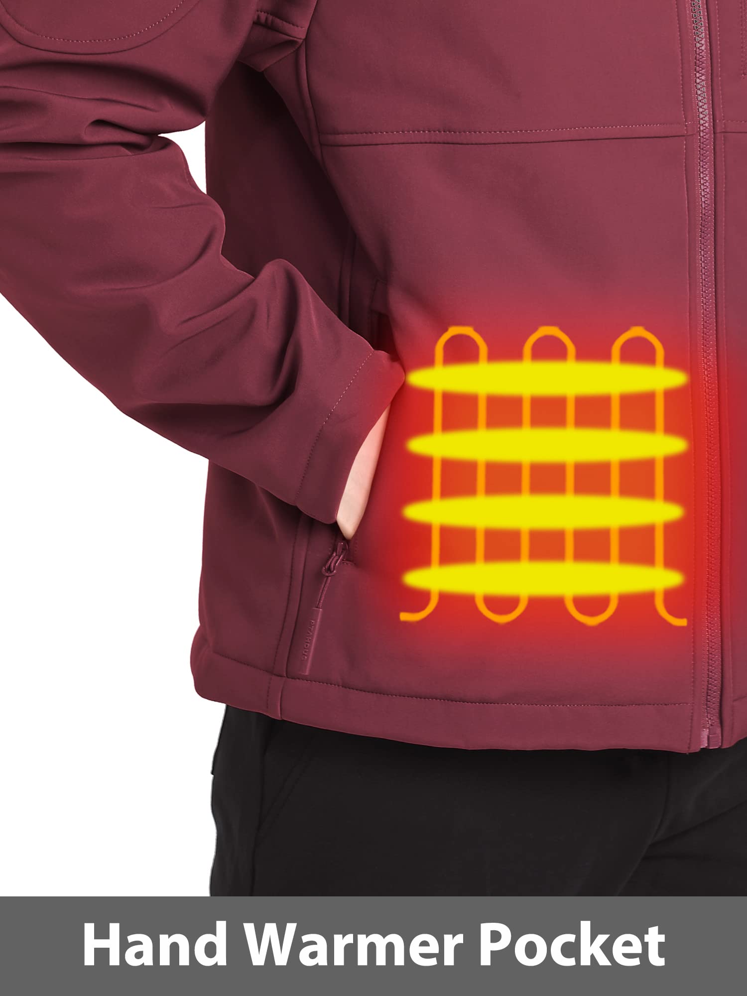 PTAHDUS Women's Heated Jacket with Battery Pack - Soft Shell Winter Coat with Hand Warmer Pockets, 7.4V USB Rechargeable - Perfect for Outdoor Activities, Skiing, Hiking & Cold Weather Commutes
