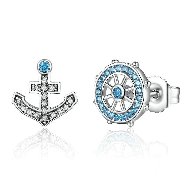 Sparkling Diamond Nautical Earrings for Women - Elegant Boat Anchor Dangle Earrings for Beach Parties & Summer Outfits