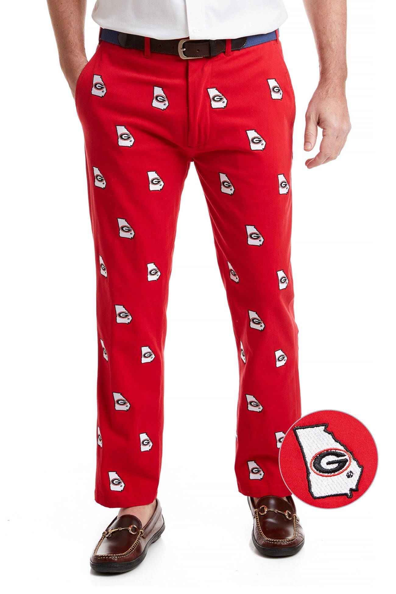 UGA Bulldog Red Collegiate Stretch Twill Pants - Comfortable Athletic Trousers for Game Day & School Spirit