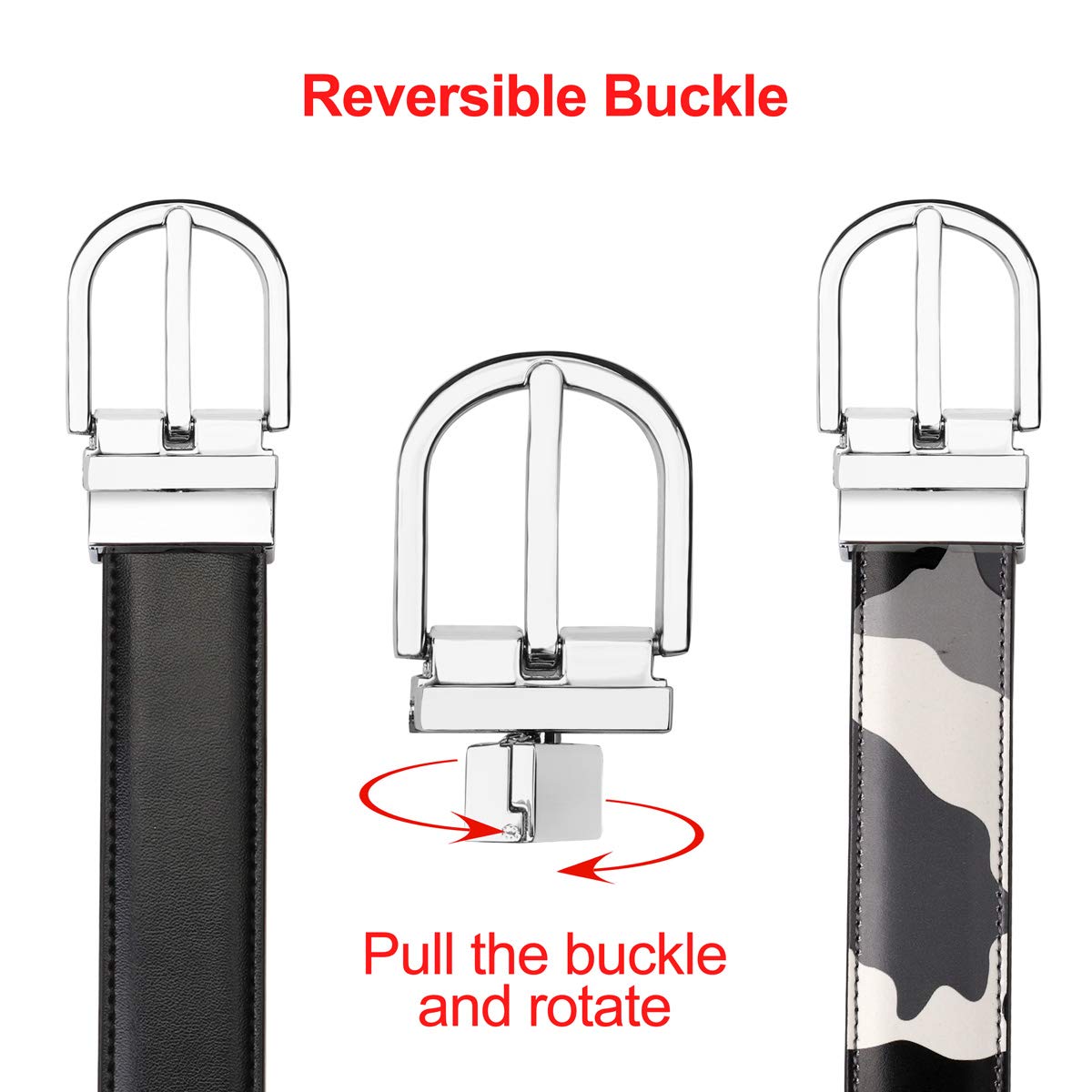 Reversible Genuine Leather Belt for Women & Kids - 2 Colors in 1 Belt with Single Prong Buckle | Casual, Office & Party Wear Fashion Accessory