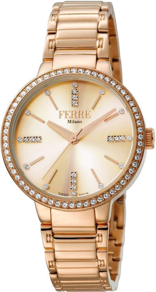 Ferre Milano Women's FM1L084M0081 Rose Gold Stainless Steel Watch with Rose Gold Dial - Elegant Dress Watch for Women, Perfect for Office, Party & Special Occasions