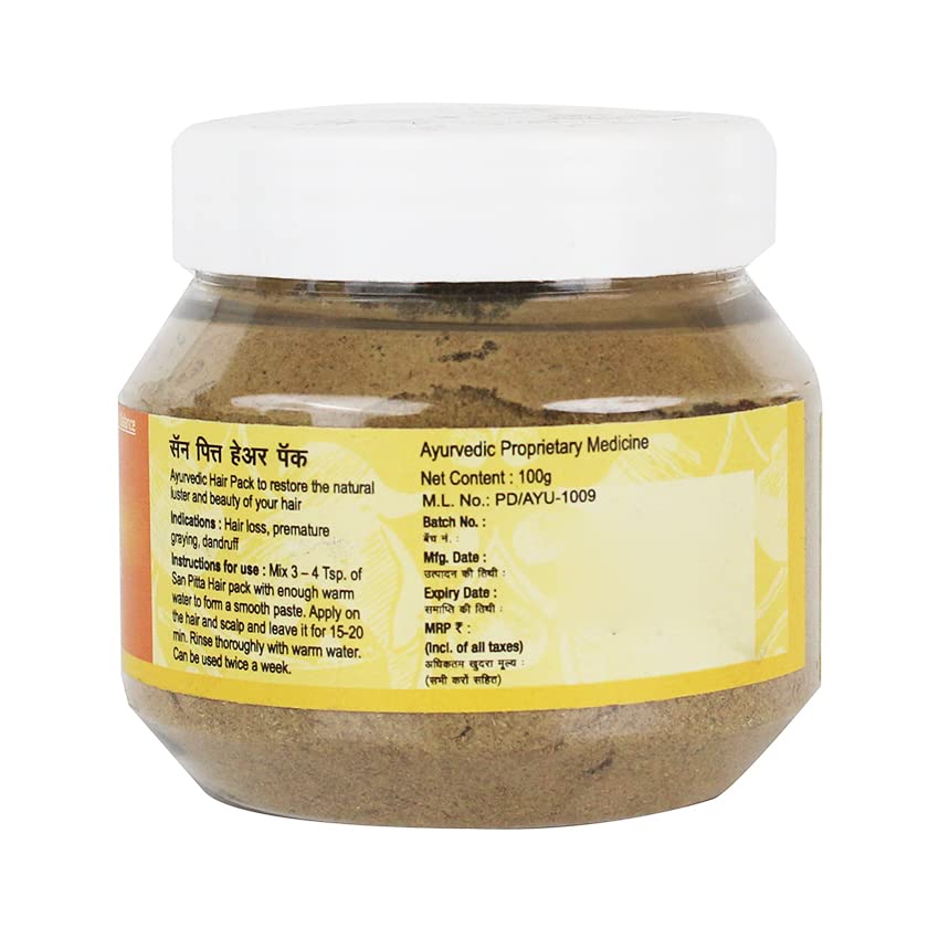 Santulan Ayurveda San Pitta Hair Pack - 100GM for Long & Thick Hair Growth | Herbal Hair Treatment with Natural Ingredients | Perfect for Dry, Damaged Hair Care & Scalp Nourishment at Home