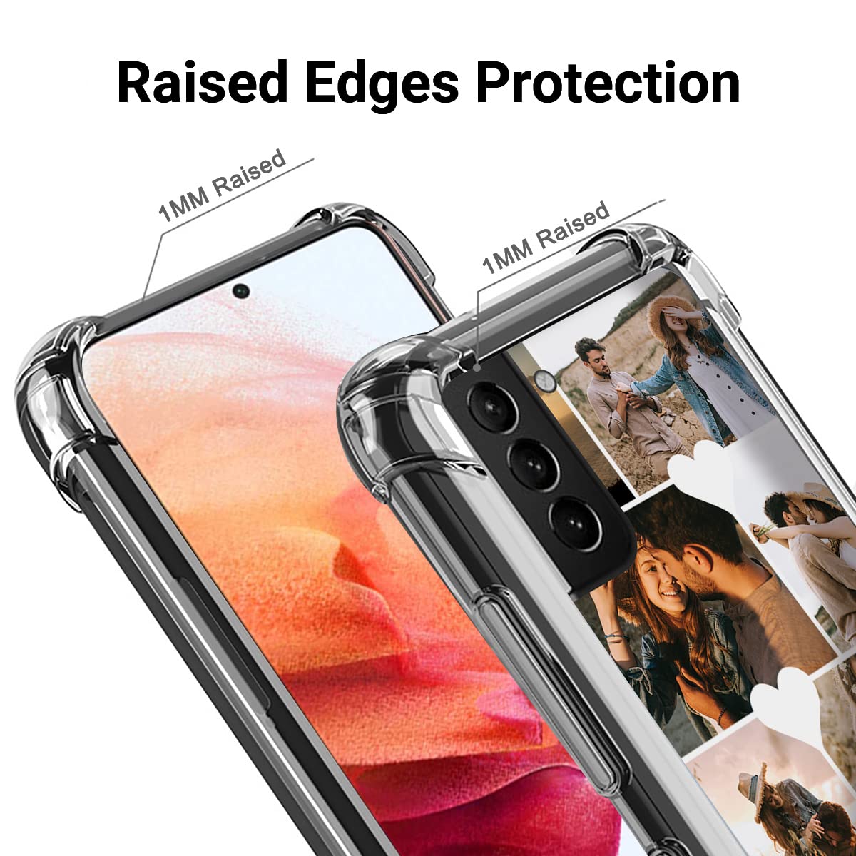 Custom Samsung Galaxy S21 Plus Phone Case - Ultra Thin TPU Bumper with Multi-Photo Collage, Personalized Gift for Birthday Christmas (Clear) | Perfect for Daily Protection & Photo Display