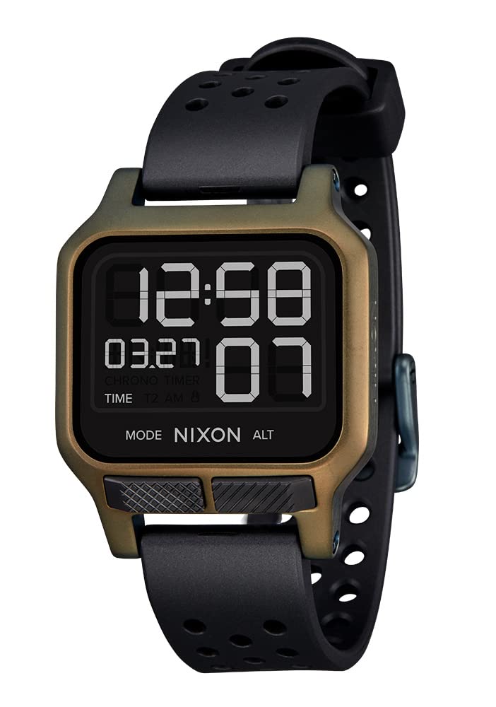 NIXON Heat A1320 Digital Sports Watch for Men & Women - 100M Water Resistant, Ultra Thin Lightweight Design with 38mm LCD Display & 20mm PU Band - Perfect for Running, Workout, Swimming & Outdoor Activities