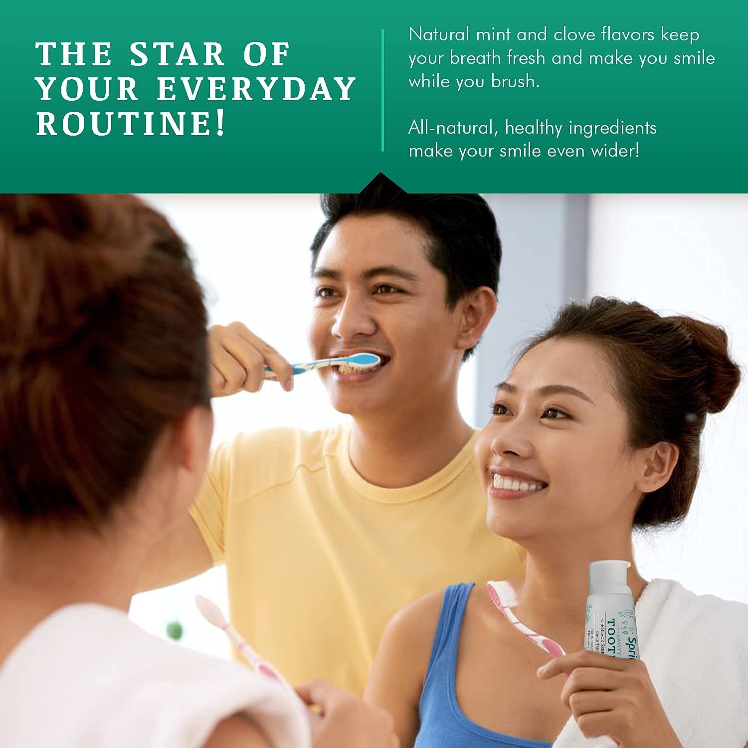 SprinJene Natural Fluoride Toothpaste for Healthy Teeth & Gums (2 Pack) + Electric Toothbrush with Wireless Charger & 2 Replacement Heads - Perfect for Travel, Home & Daily Oral Care Routine