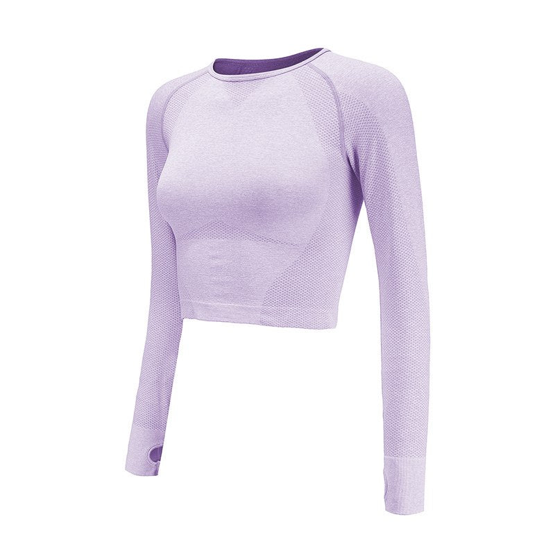 Seamless Yoga Shirts for Women - Vital Seamless Long Sleeve Crop Top with Thumb Holes - Fitted Gym & Workout Shirt - Perfect for Yoga, Running & Fitness Training