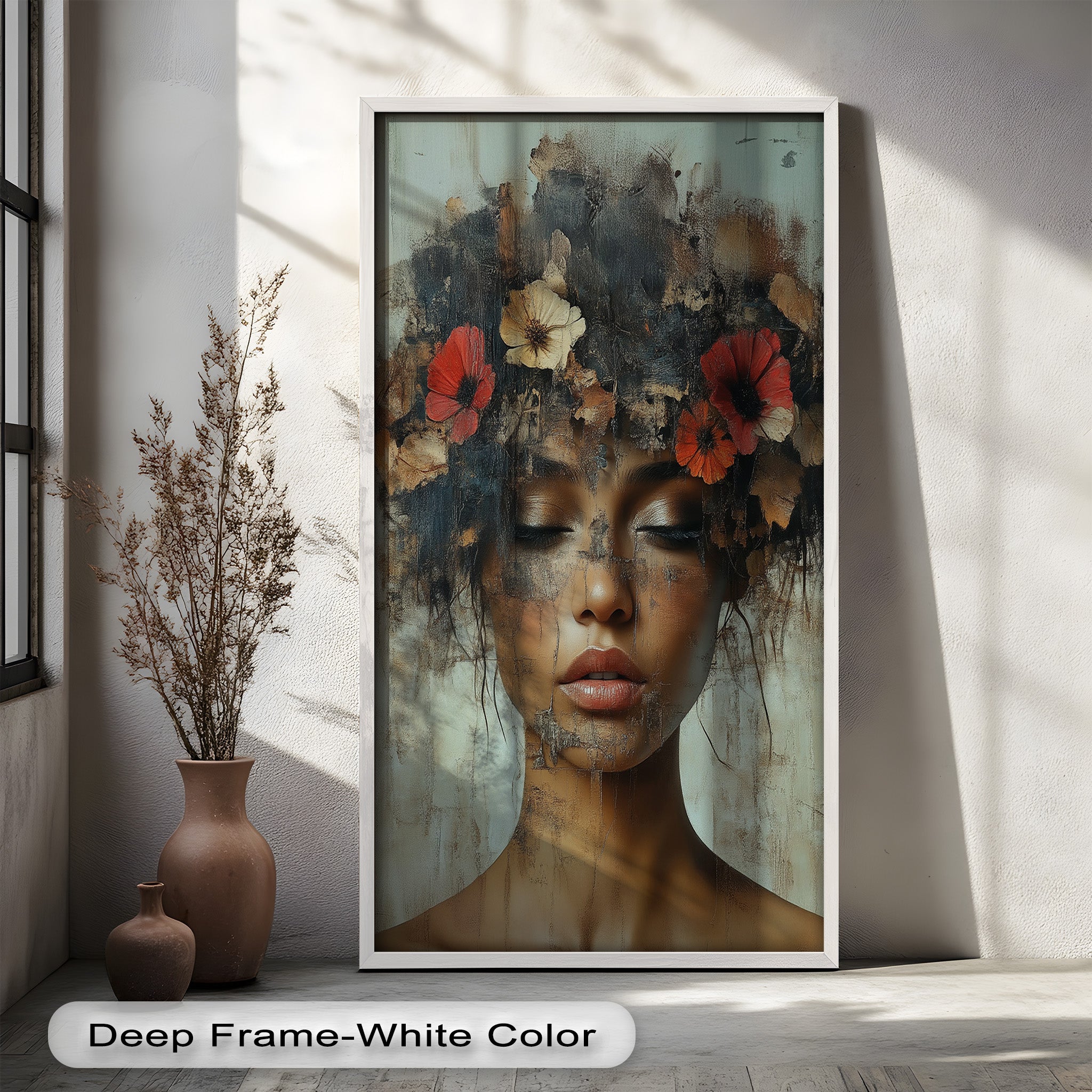 Ethereal Boho Flower Oil Painting - Autumn Reverie Wall Art for Home Decor, Living Room, Bedroom & Office | Handmade Canvas Artwork