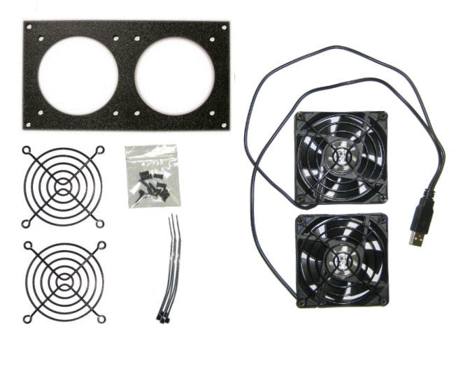 Cabcool 802U Dual 80mm USB Powered PC Case Cooling Fan Kit - Quiet Cooling Solution for Gaming PC, Home Office & Server Cabinets