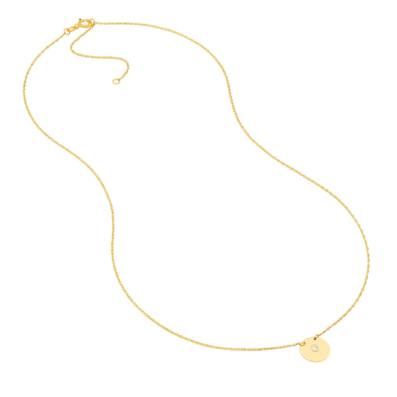 14K Yellow Gold Diamond Small Disk Pendant Necklace for Women - Elegant Everyday Jewelry & Special Occasion Gift
