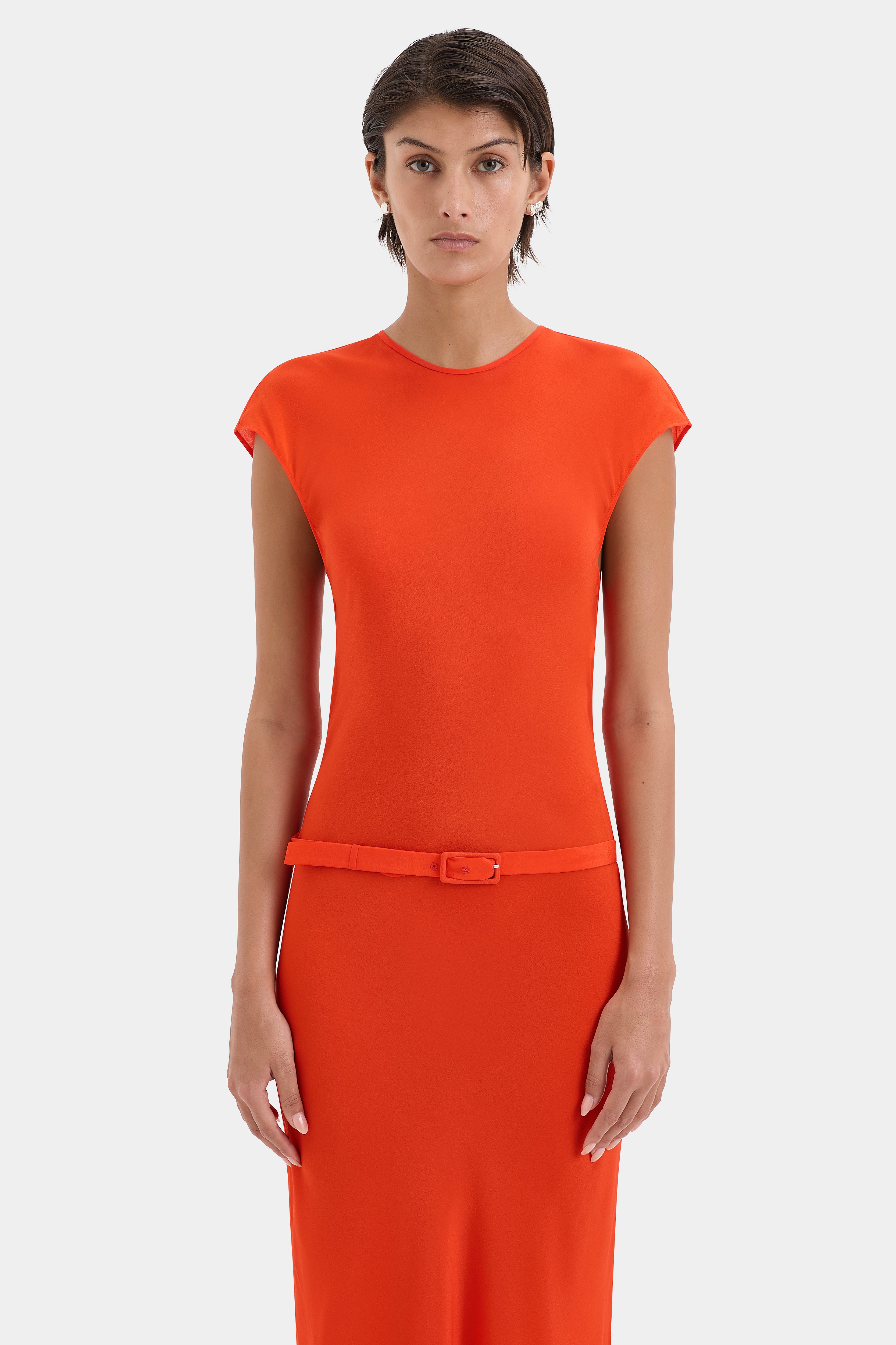 Fresca Belted Midi Dress for Women - Elegant Wrap Waist Flowy Summer Dress - Perfect for Office, Date Night & Special Occasions