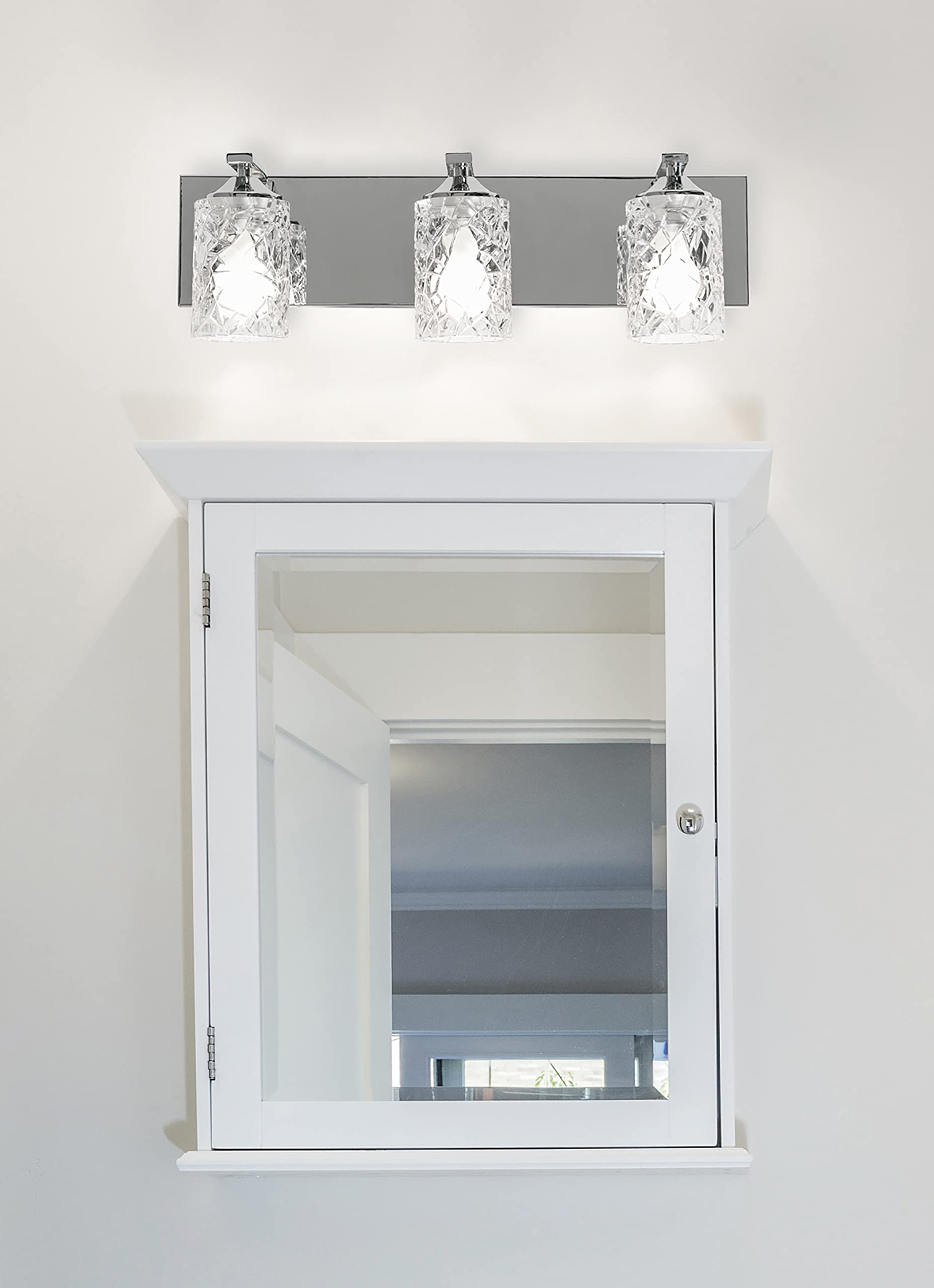 Annabel 3-Light Vanity Light Fixture - Polished Chrome Finish with Clear Glass Shades - Perfect for Bathroom Makeup Vanity, Dressing Room & Bedroom Lighting