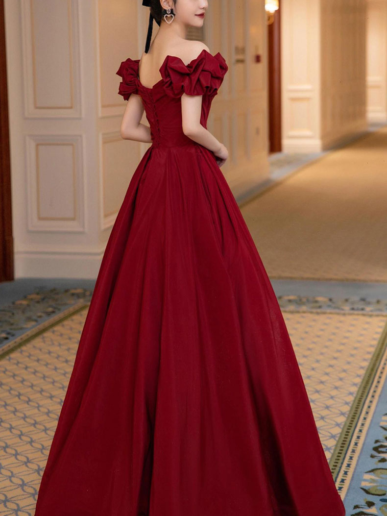 Elegant Burgundy Satin Long Prom Dress & Bridesmaid Gown - Perfect for Formal Dances, Weddings & Special Occasions