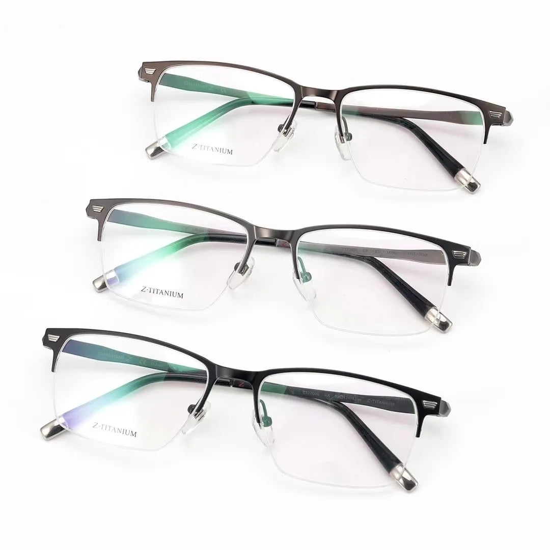 Aimee Men's Semi Rimless Square Titanium Acetate Eyeglasses Frame 27009 - Lightweight & Durable for Work, Reading & Fashion