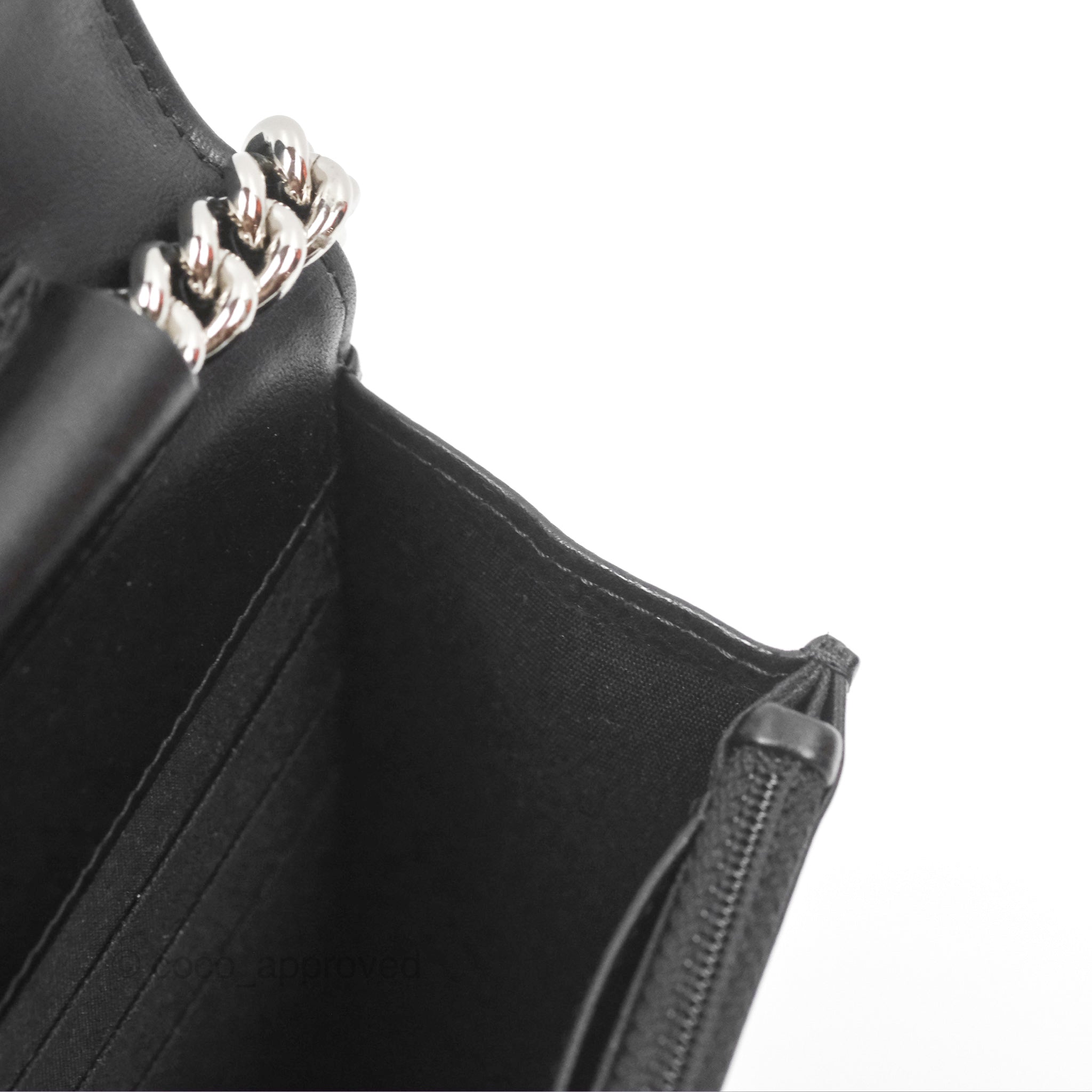 Chanel Chevron Boy Wallet on Chain WOC Black Caviar Leather with Silver Hardware - Luxury Crossbody Bag for Women, Perfect for Evening Parties & Date Nights