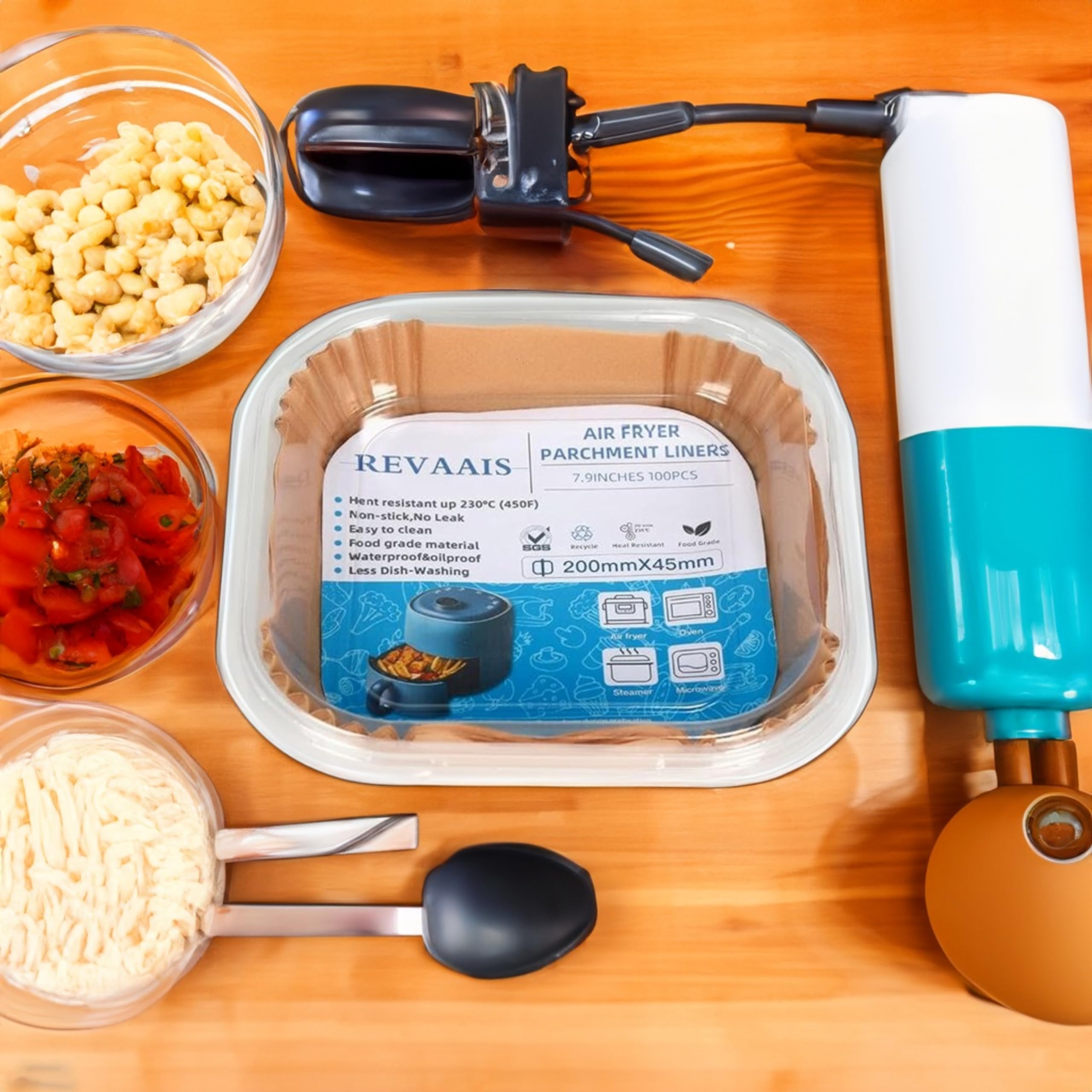 REVAIS 7.9 Inch Disposable Air Fryer Liners - Unbleached Parchment Paper for Ninja Air Fryer & Other Brands | Perfect for Air Fryer Basket | Ideal for Healthy Cooking, Quick Cleanup & Family Meals