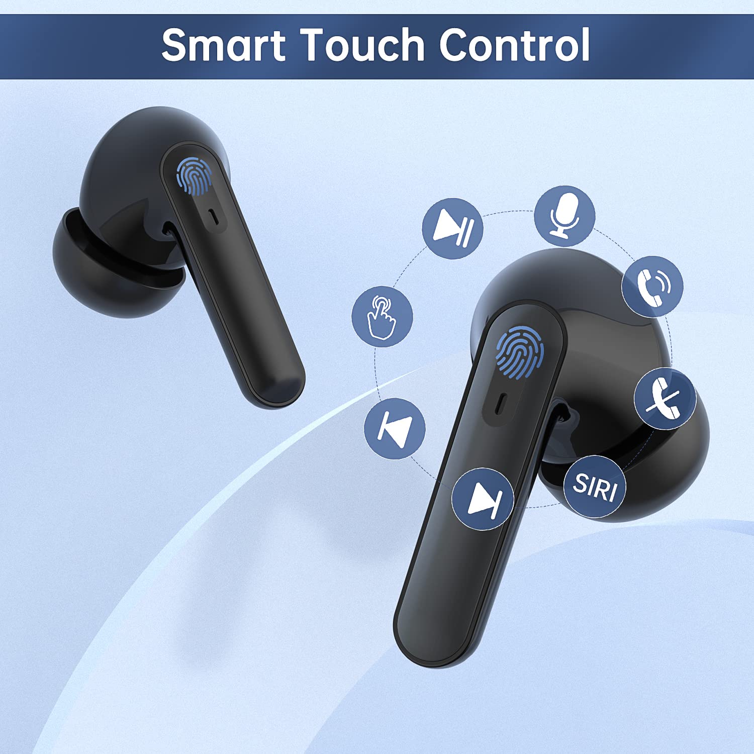 Wireless Bluetooth Earbuds 5.1 with 30Hrs Playtime, LED Power Display & IPX7 Waterproof - TWS Stereo In-Ear Headphones with Built-in Mic for iPhone Android - Perfect for Gym, Running, Travel & Workouts