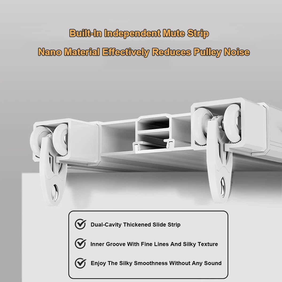 Heavy Duty Silent Double Curtain Track - Ceiling Mount Aluminum Rails 3.3FT to 26.2FT for Living Room, Bedroom & Room Divider - White (7.4M/24.3FT) - Perfect for Noise Reduction & Smooth Gliding in Home & Office Spaces
