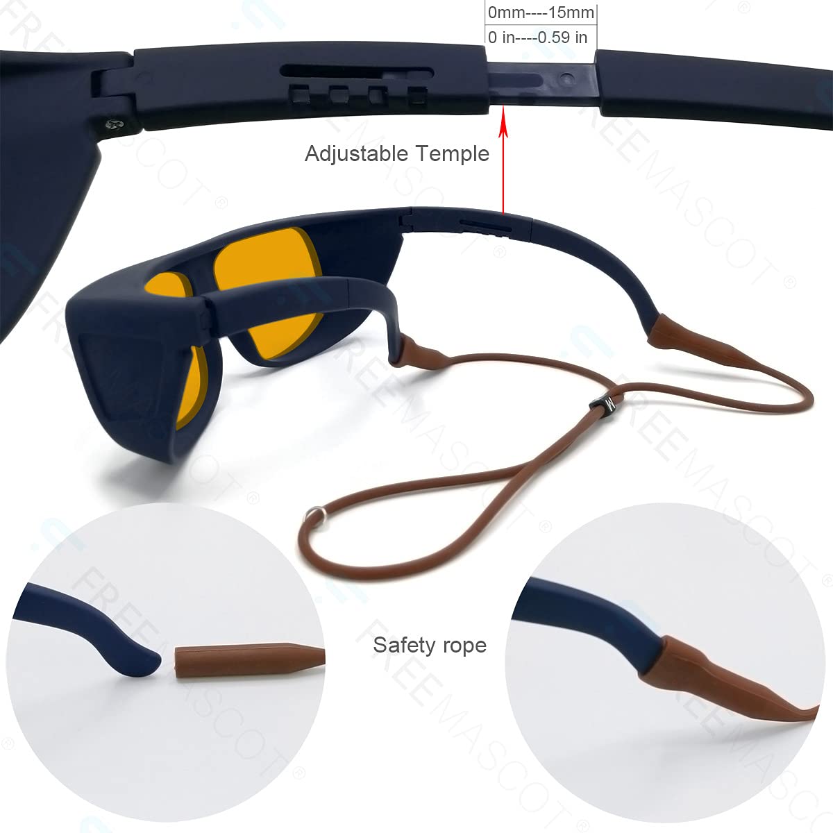 FreeMascot Professional OD 6+ 190nm-490nm Violet/Blue Laser Safety Glasses - 405nm, 445nm, 450nm, 473nm Laser Protection - Ideal for Laser Engraving, Medical Labs, Scientific Research & DIY Projects - Perfect for Jewelry Making, 3D Printing & Tattoo Studios